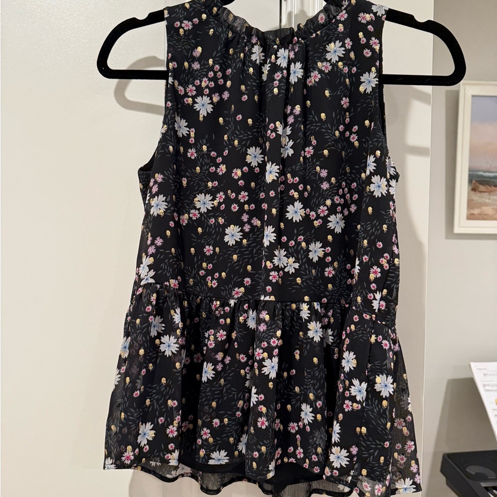 LOFT Floral Ruffled Tiered Blouse